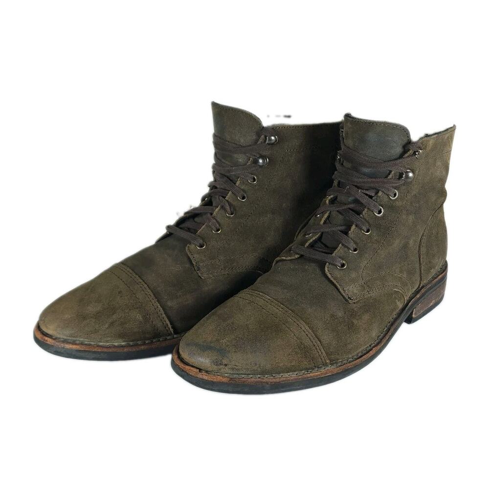 THURSDAY Boot Company Men’s Captain US10,5 Dark Olive Suede Cap Toe LaceUp Boot